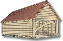 Oak timber framed Single Bay Garage Drawing 1